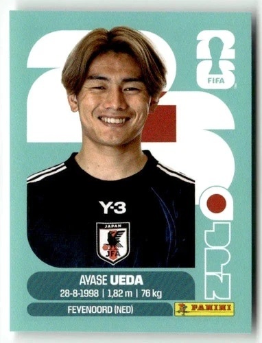 JPN20 Ayase Ueda Japonia Base Naklejki FIFA World Cup 2026 Panini