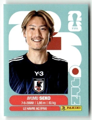 JPN4 Ayumu Seko Japonia Base Naklejki FIFA World Cup 2026 Panini