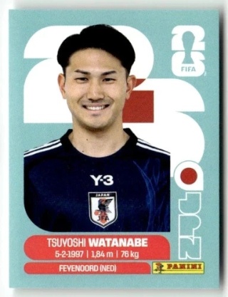 JPN7 Tsuyoshi Watanabe Japonia Base Naklejki FIFA World Cup 2026 Panini