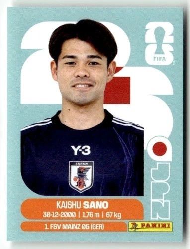 JPN8 Kaishu Sano Japonia Base Naklejki FIFA World Cup 2026 Panini