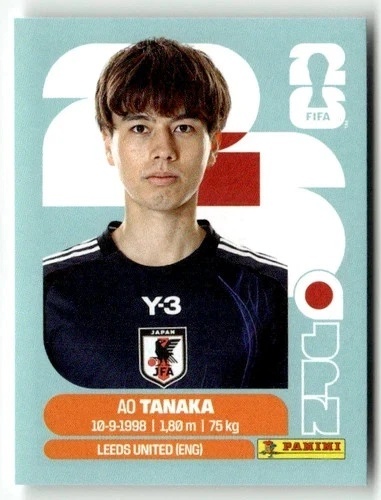 JPN10 Ao Tanaka Japonia Base Naklejki FIFA World Cup 2026 Panini