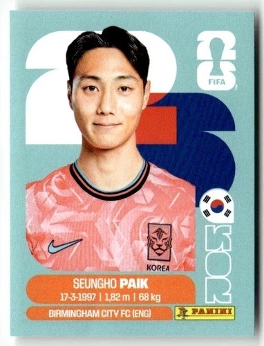 KOR14 Seung-ho Paik Korea Południowa Base Naklejki FIFA World Cup 2026 Panini