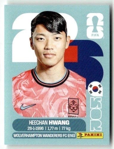 KOR19 Hee-chan Hwang Korea Południowa Base Naklejki FIFA World Cup 2026 Panini