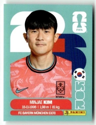 KOR4 Min-jae Kim Korea Południowa Base Naklejki FIFA World Cup 2026 Panini