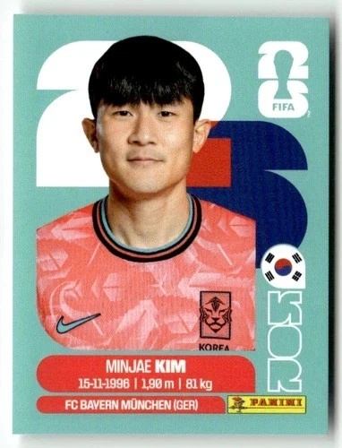 KOR4 Min-jae Kim Korea Południowa Base Naklejki FIFA World Cup 2026 Panini