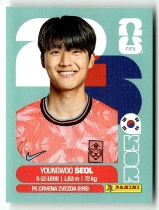 KOR6 Young-woo Seol Korea Południowa Base Naklejki FIFA World Cup 2026 Panini