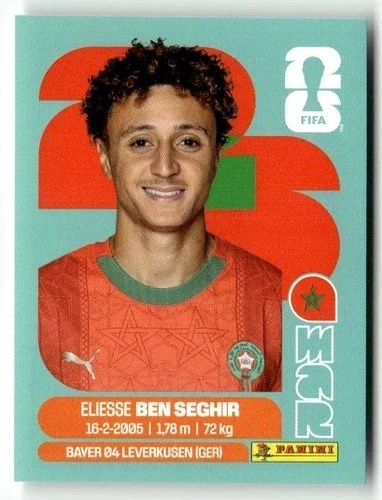 MAR12 Eliesse Ben Seghir Maroko Base Naklejki FIFA World Cup 2026 Panini