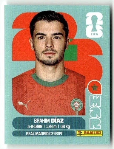 MAR19 Brahim Diaz Maroko Base Naklejki FIFA World Cup 2026 Panini