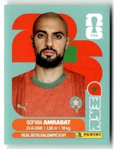 MAR10 Sofyan Amrabat Maroko Base Naklejki FIFA World Cup 2026 Panini