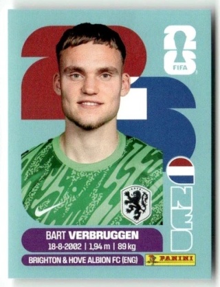 NED2 Bart Verbruggen Holandia Base Naklejki FIFA World Cup 2026 Panini