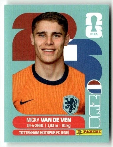 NED4 Micky van de Ven Holandia Base Naklejki FIFA World Cup 2026 Panini