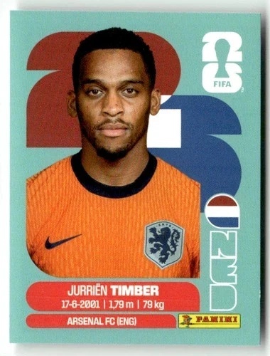 NED5 Jurrien Timber Holandia Base Naklejki FIFA World Cup 2026 Panini