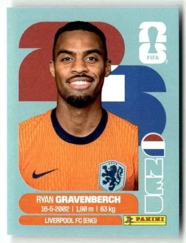 NED11 Ryan Gravenberch Holandia Base Naklejki FIFA World Cup 2026 Panini