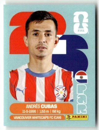 PAR12 Andres Cubas Paragwaj Base Naklejki FIFA World Cup 2026 Panini
