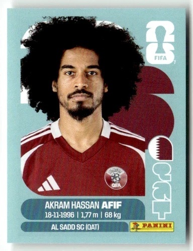 QAT18 Akram Hassan Afif Katar Base Naklejki FIFA World Cup 2026 Panini