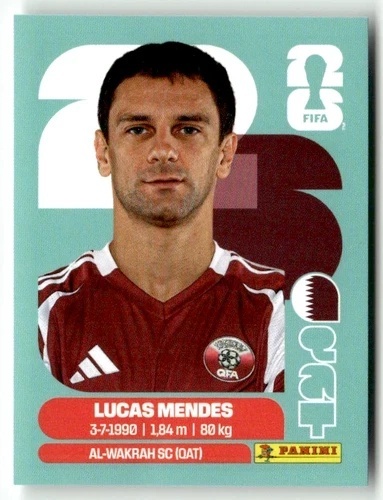QAT4 Lucas Mendes Katar Base Naklejki FIFA World Cup 2026 Panini