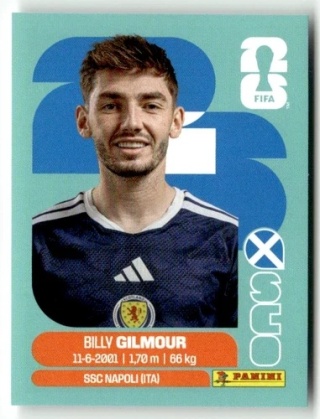 SCO12 Billy Gilmour Szkocja Base Naklejki FIFA World Cup 2026 Panini