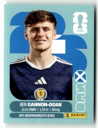 SCO20 Ben Gannon-Doak Szkocja Base Naklejki FIFA World Cup 2026 Panini