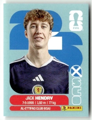 SCO3 Jack Hendry Szkocja Base Naklejki FIFA World Cup 2026 Panini