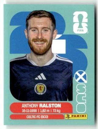 SCO9 Anthony Ralston Szkocja Base Naklejki FIFA World Cup 2026 Panini