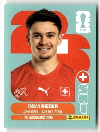 SUI12 Fabian Rieder Szwajcaria Base Naklejki FIFA World Cup 2026 Panini