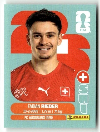SUI12 Fabian Rieder Szwajcaria Base Naklejki FIFA World Cup 2026 Panini