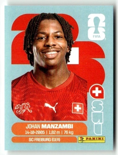 SUI15 Johan Manzambi Szwajcaria Base Naklejki FIFA World Cup 2026 Panini