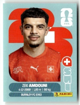 SUI20 Zeki Amdouni Szwajcaria Base Naklejki FIFA World Cup 2026 Panini