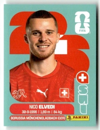 SUI6 Nico Elvedi Szwajcaria Base Naklejki FIFA World Cup 2026 Panini