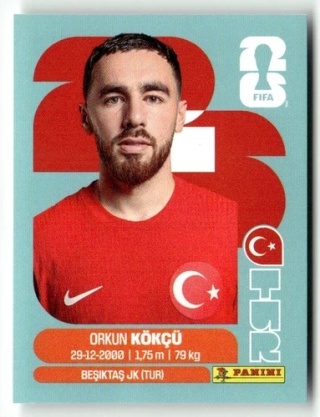 TUR12 Orkun Kokcu Turcja Base Naklejki FIFA World Cup 2026 Panini