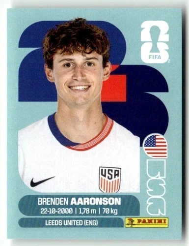 USA17 Brenden Aaronson USA Base Naklejki FIFA World Cup 2026 Panini