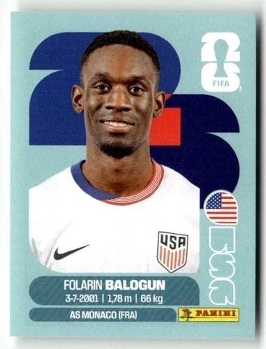 USA20 Folarin Balogun USA Base Naklejki FIFA World Cup 2026 Panini