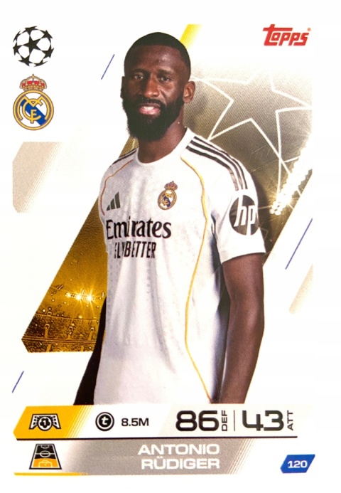 120 Antonio Rüdiger Real Madryt Base Match Attax 2025/26