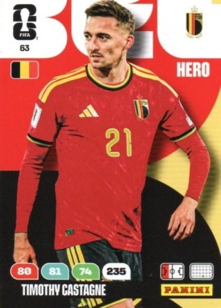 63 Timothy Castagne Belgium Hero Panini FIFA World Cup 2026