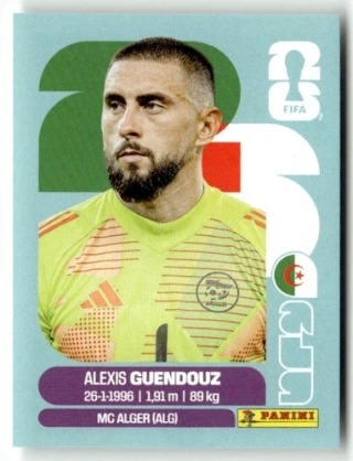 ALG2 Alexis Guendouz Algeria Base Naklejki FIFA World Cup 2026 Panini