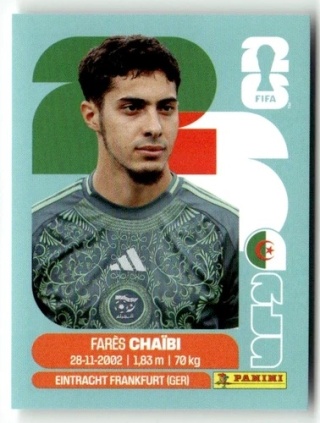ALG14 Farés Chaibi Algeria Base Naklejki FIFA World Cup 2026 Panini