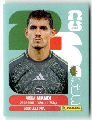 ALG7 Aïssa Mandi Algeria Base Naklejki FIFA World Cup 2026 Panini