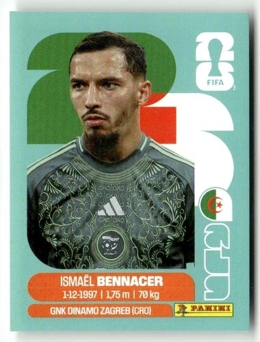 ALG8 Ismael Bennacer Algeria Base Naklejki FIFA World Cup 2026 Panini