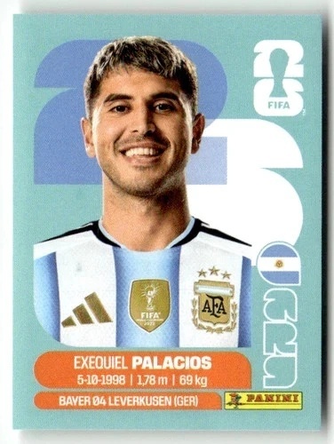 ARG11 Exequiel Palacios Argentyna Base Naklejki FIFA World Cup 2026 Panini