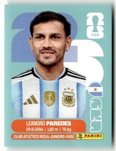 ARG12 Leandro Paredes Argentyna Base Naklejki FIFA World Cup 2026 Panini