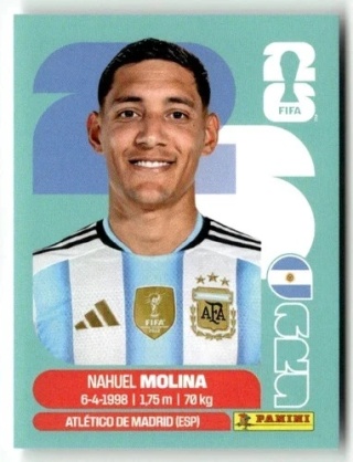 ARG3 Nahuel Molina Argentyna Base Naklejki FIFA World Cup 2026 Panini