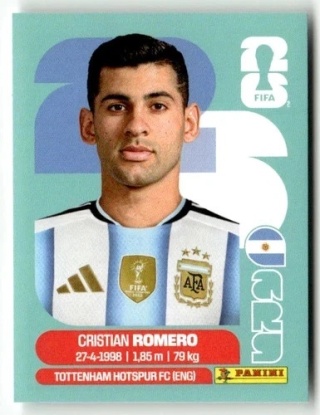ARG4 Cristian Romero Argentyna Base Naklejki FIFA World Cup 2026 Panini