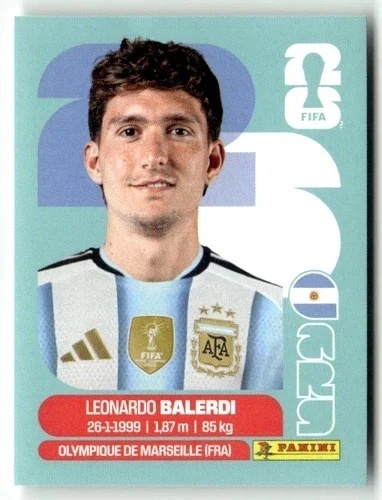 ARG7 Leonardo Balerdi Argentyna Base Naklejki FIFA World Cup 2026 Panini