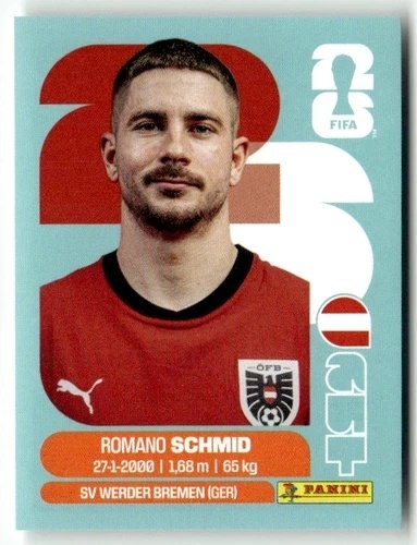 AUT16 Romano Schmid Austria Base Naklejki FIFA World Cup 2026 Panini