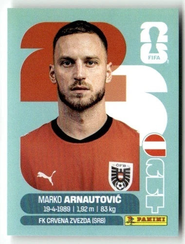 AUT20 Marko Arnautović Austria Base Naklejki FIFA World Cup 2026 Panini