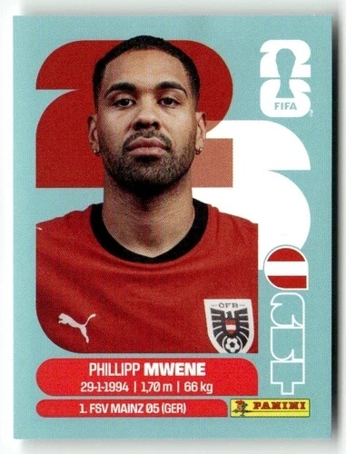AUT8 Phillipp Mwene Austria Base Naklejki FIFA World Cup 2026 Panini