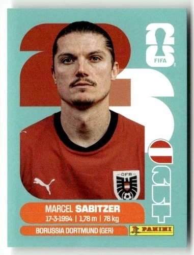 AUT11 Marcel Sabitzer Austria Base Naklejki FIFA World Cup 2026 Panini