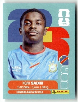COD12 Noah Sadiki Kongo Base Naklejki FIFA World Cup 2026 Panini