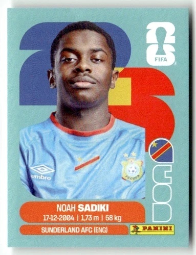 COD12 Noah Sadiki Kongo Base Naklejki FIFA World Cup 2026 Panini