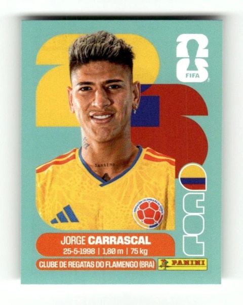 COL16 Jorge Carrascal Kolombia Base Naklejki FIFA World Cup 2026 Panini